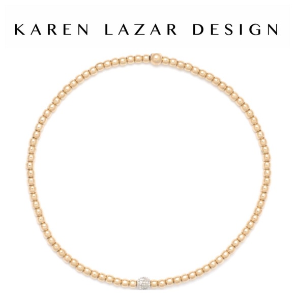 Karen Lazar 2mm YG w/ Diamond Bead Bracelet - Picture 2 of 5